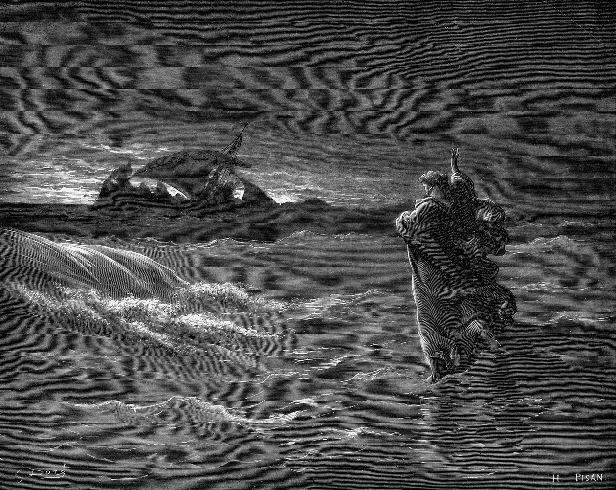 Jesus caminha sobre as águas de Gustave Dore