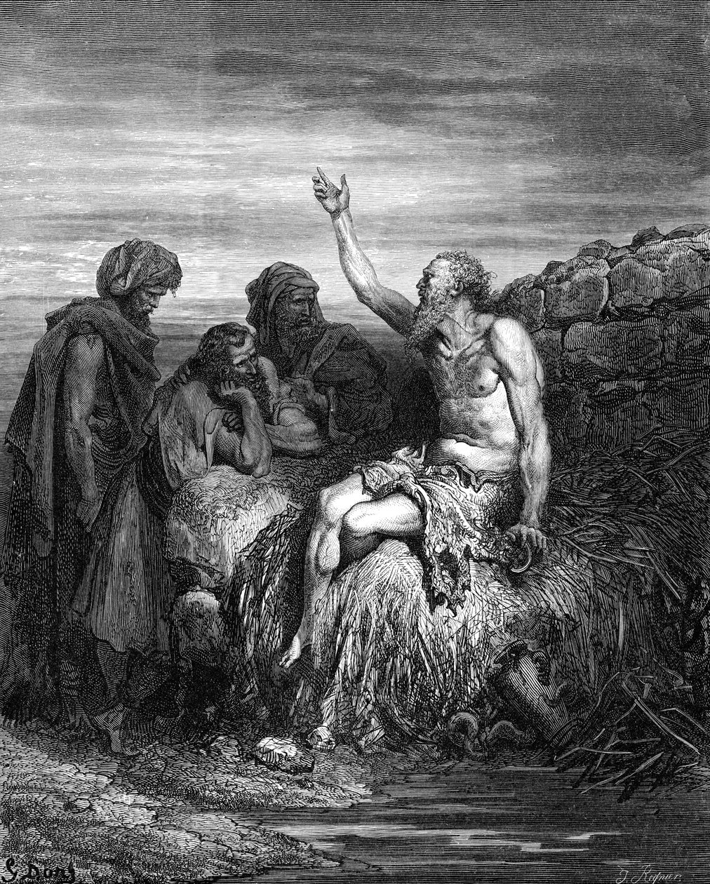 Job e seus amigos, gravada por Doré. - Bíblia de Gustave Dore