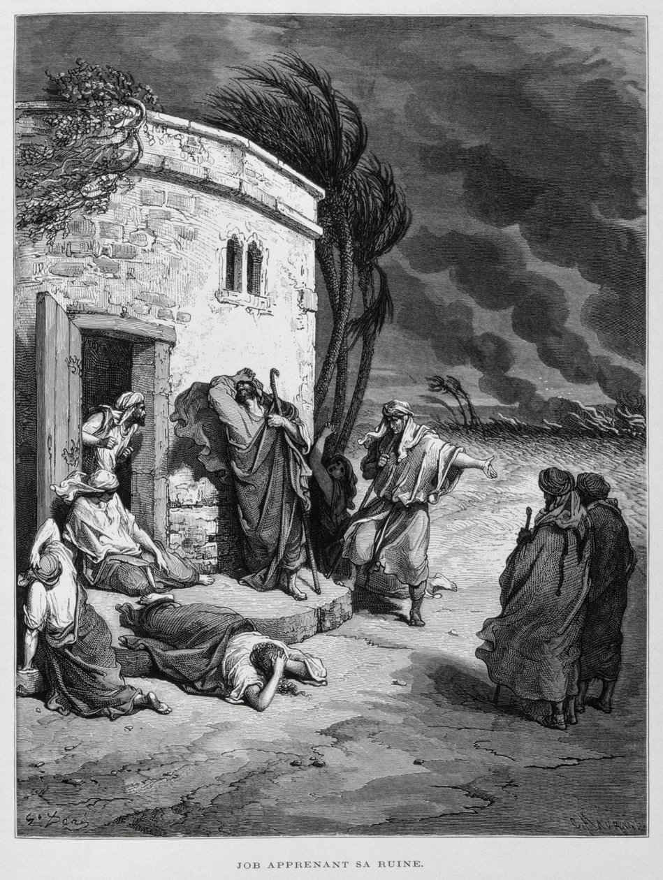 Job compreende a sua ruína, Ilustração da Bíblia de Dore de Gustave Dore