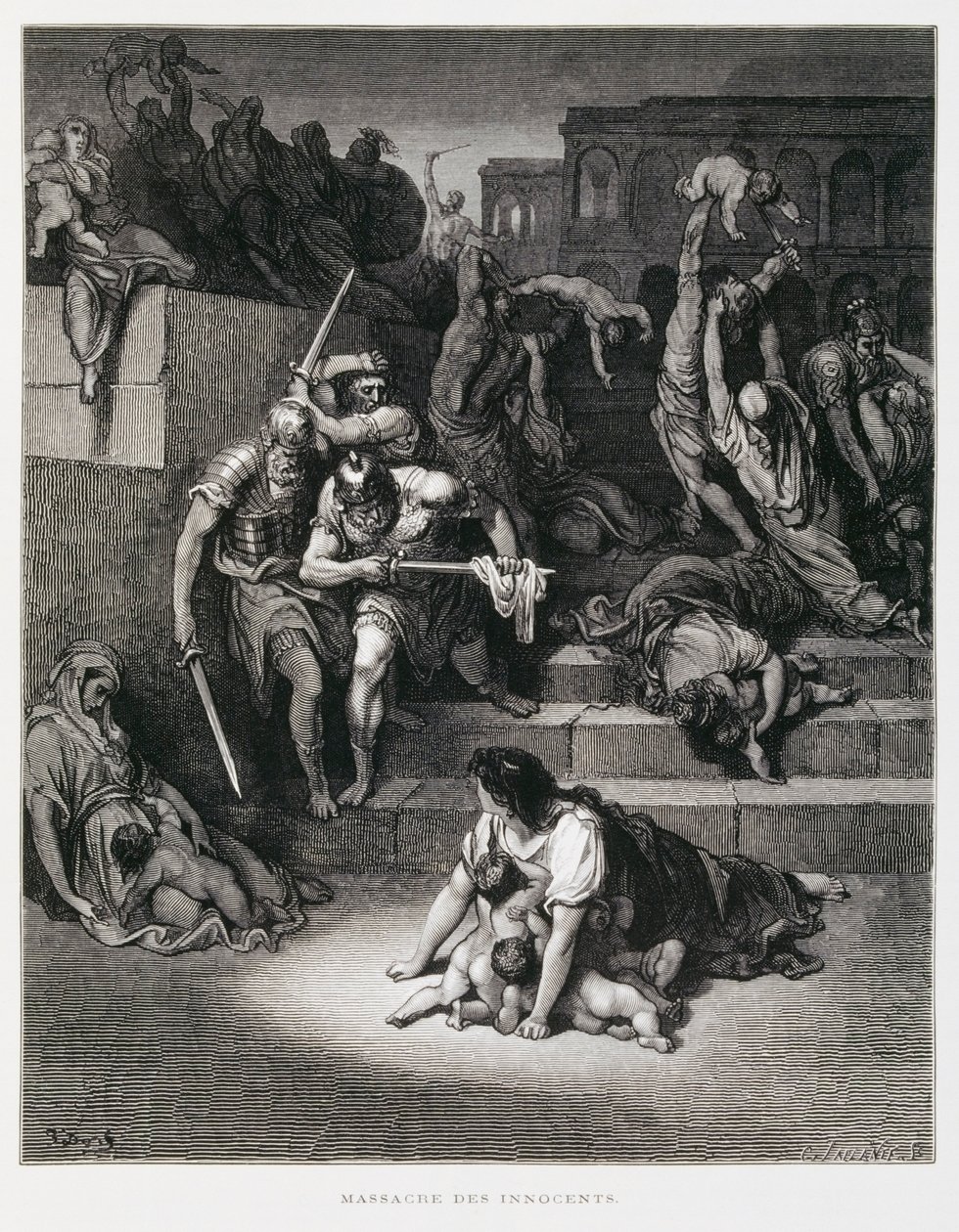 O rei Herodes ordena o massacre dos inocentes, Ilustração da Bíblia de Dore de Gustave Dore
