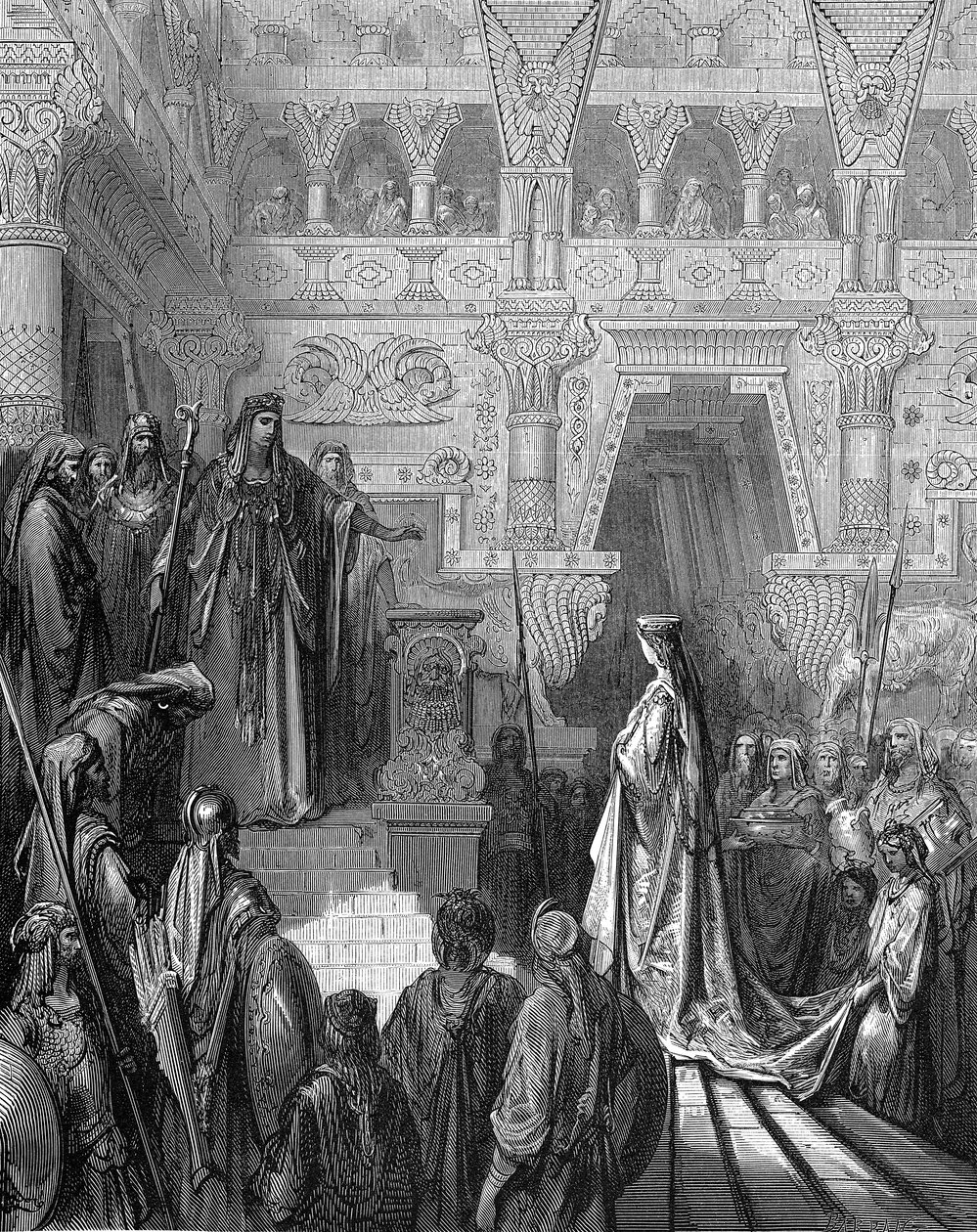 Rei Salomão dando as boas-vindas à rainha de Sabá, 1865-1866 de Gustave Dore