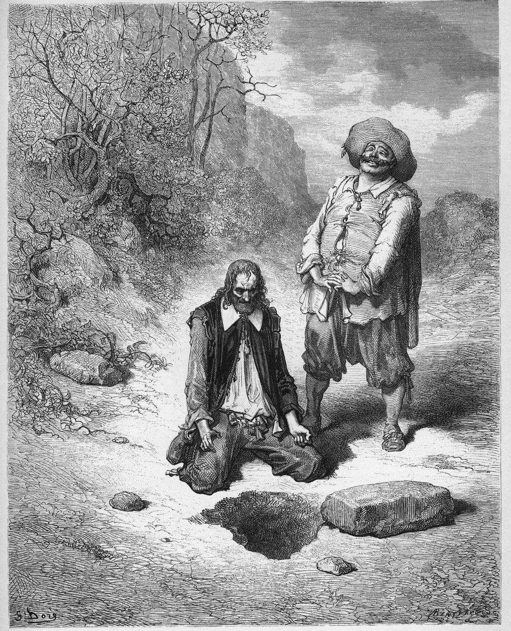 L "avarento que perdeu seu tesouro - O avarento que perdeu seu tesouro - de" Fábulas "de Jean de La Fontaine de Gustave Dore