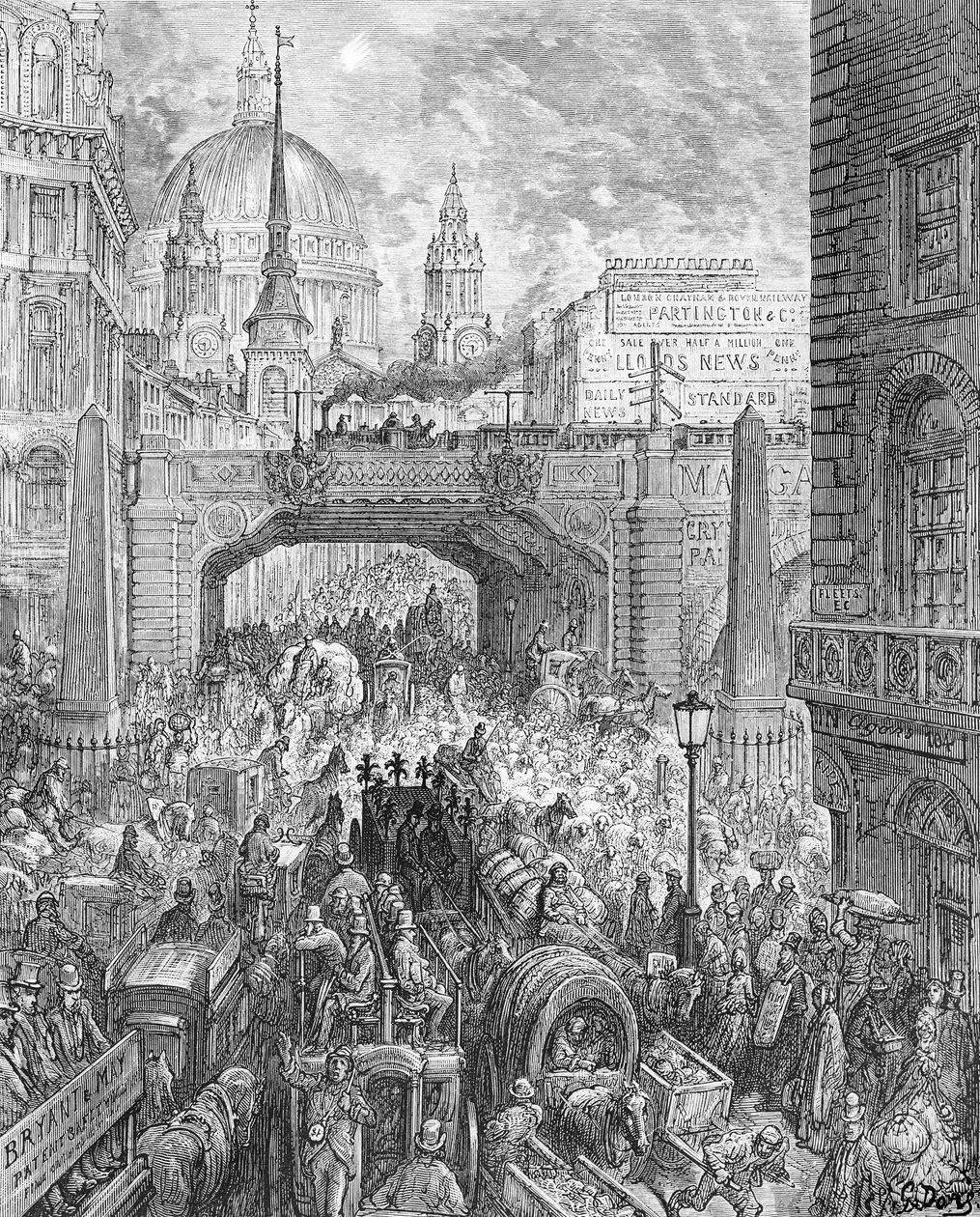 Ludgate Hill, de &39;London, a Pilgrimage&39;, escrito por William Blanchard Jerrold (1826-94) pub. 1872 (gravura) de Gustave Dore