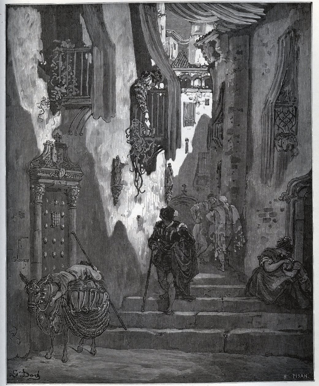 Luscinde envia um bilhete para Cardenio - de "Dom Quixote de la Mancha" de Miguel Cervantes (1547-1616) (Dom Quixote) - Lenhador após sorteio de Gustave Dore de Gustave Dore