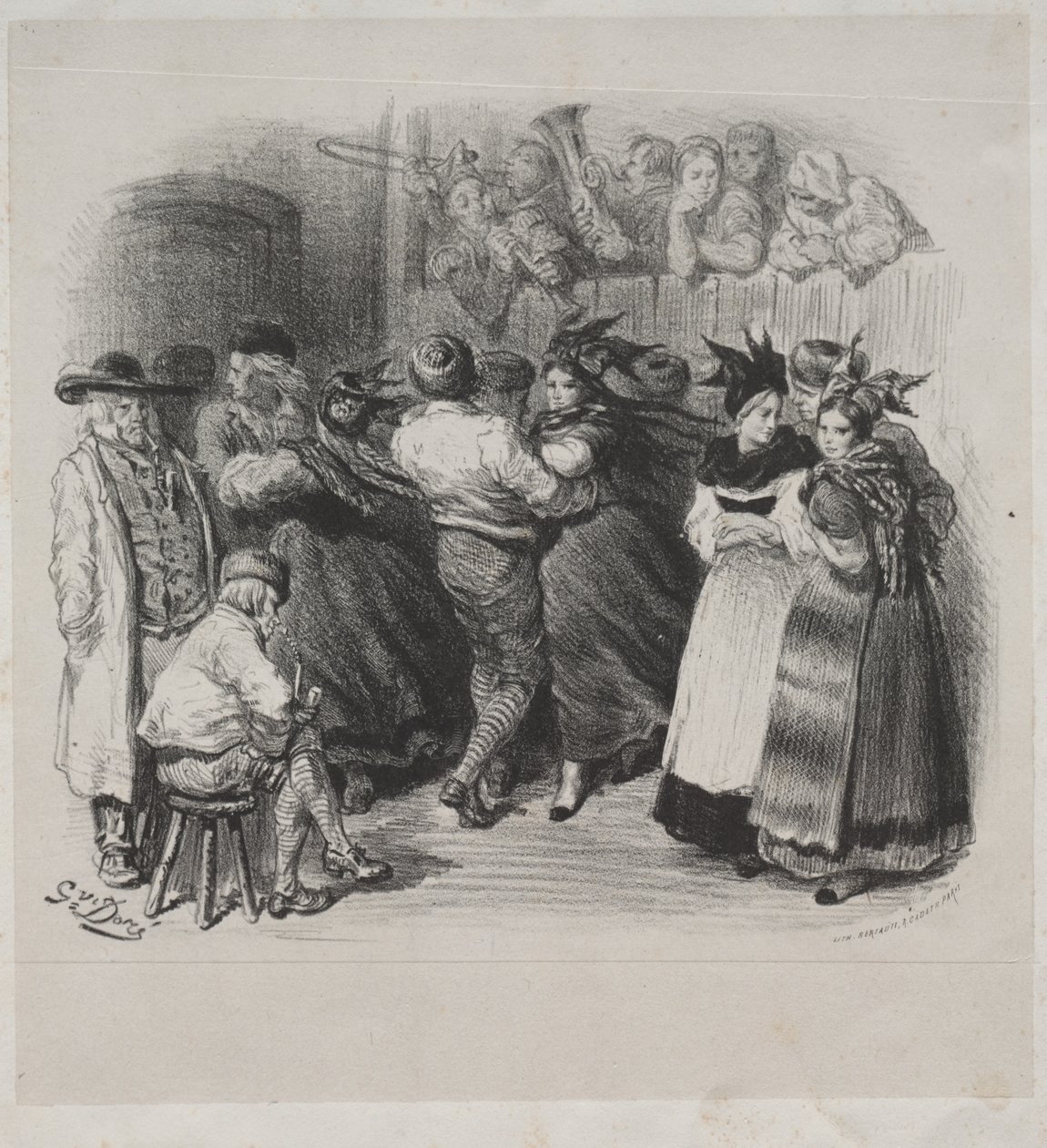 Obras Musicais de Ernest Doré: Lembrança da Alsácia, Dança Alsaciana - Página de título. de Gustave Dore