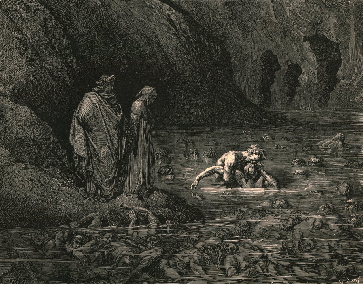 Não mais furiosamente nos templos de Menalipo, Tydeus roeu, c1890. de Gustave Dore