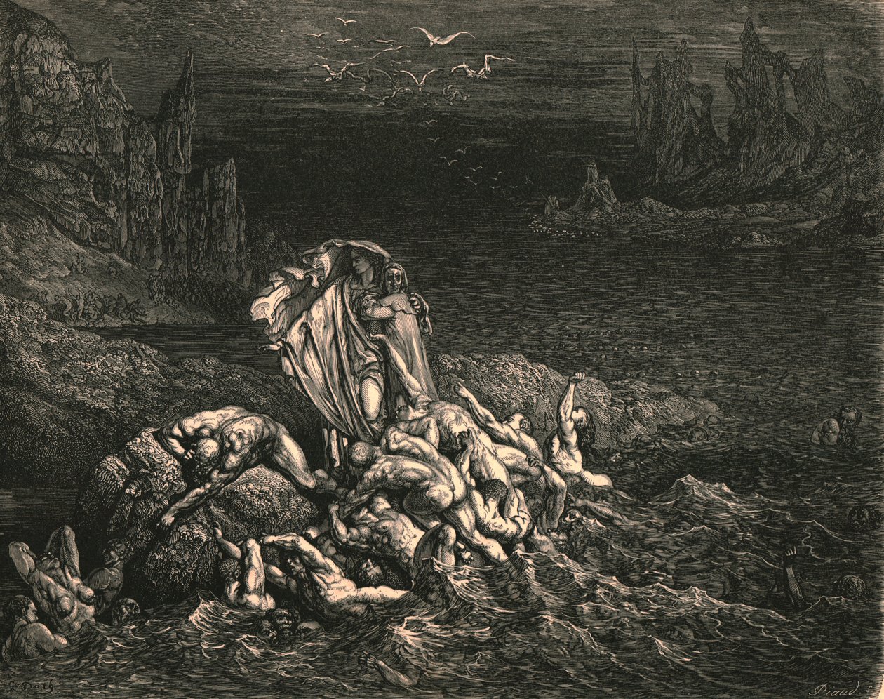 Agora vês tu, filho! As almas daqueles a quem a raiva venceu, c1890. de Gustave Dore