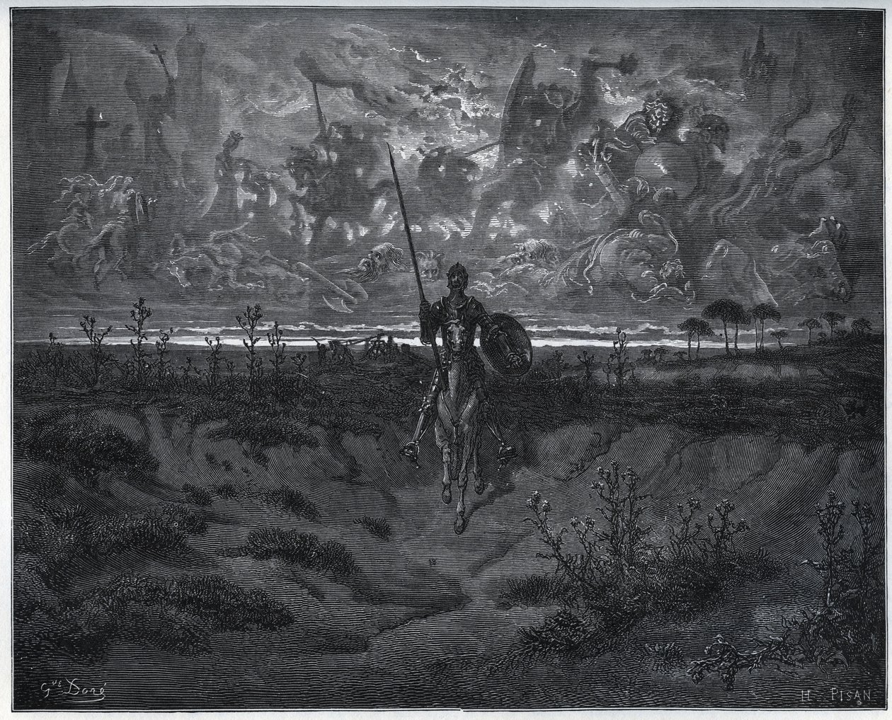 Nesta jornada, nosso novo aventureiro falou consigo mesmo - de “Don Quixote de la Mancha” de Miguel Cervantes de Gustave Dore