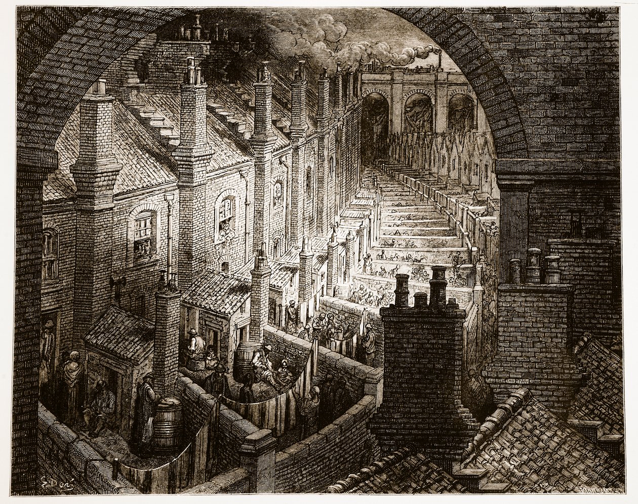 Over London - By Rail, de &39;London, a Pilgrimage&39;, escrita por William Blanchard Jerrold (1826-94) e gravada por Pannemaker, pub. 1872 de Gustave Dore
