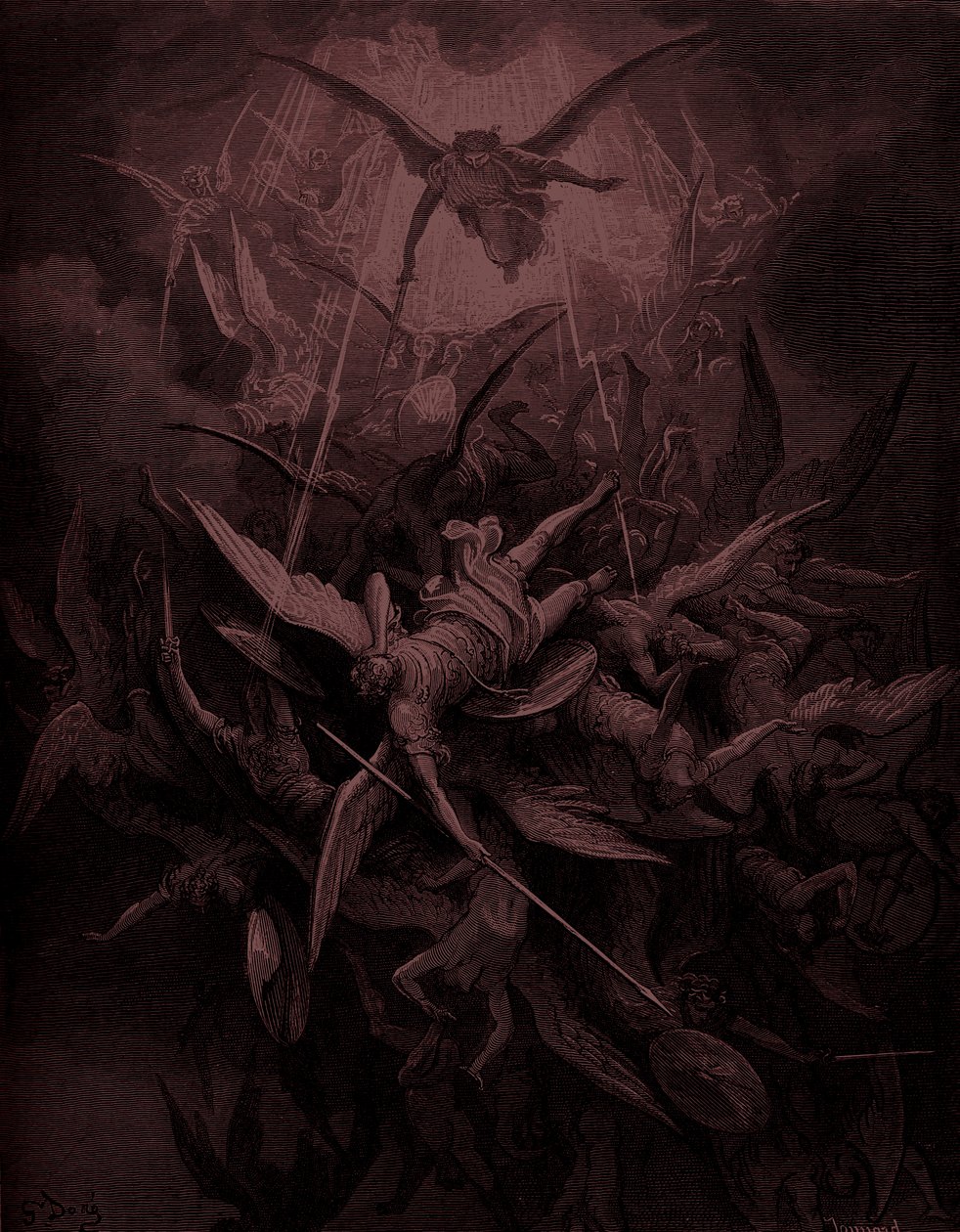 O Paraíso Perdido: Queda dos anjos rebeldes, o artista Doré de Gustave Dore
