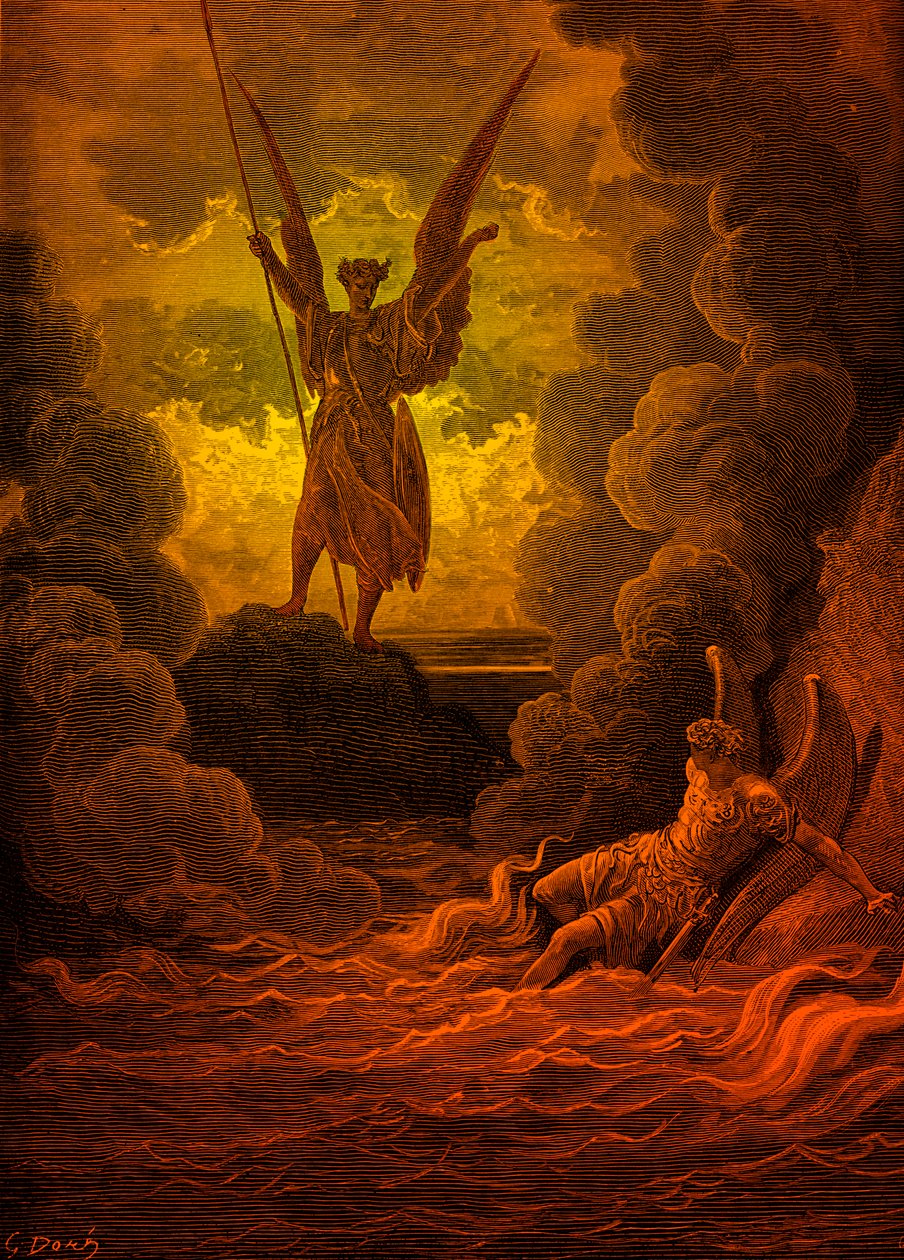 O Paraíso Perdido: Satan e Beelzebub.por Doré de Gustave Dore
