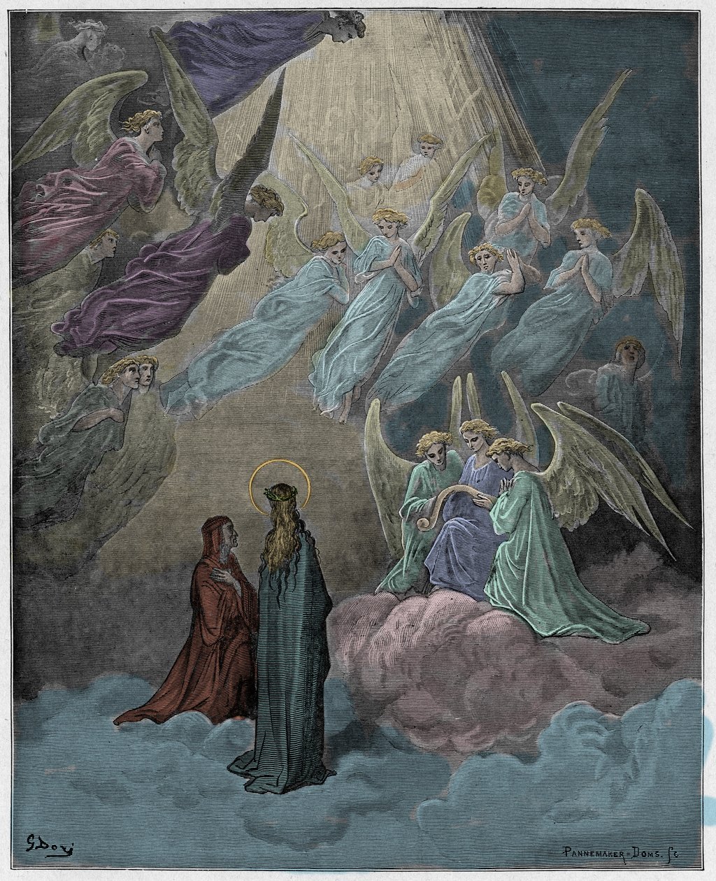 Paradiso, Canto 21: As almas luminosas cantam, ilustração da "Divina Comédia" de Dante Alighieri, 1885 de Gustave Dore