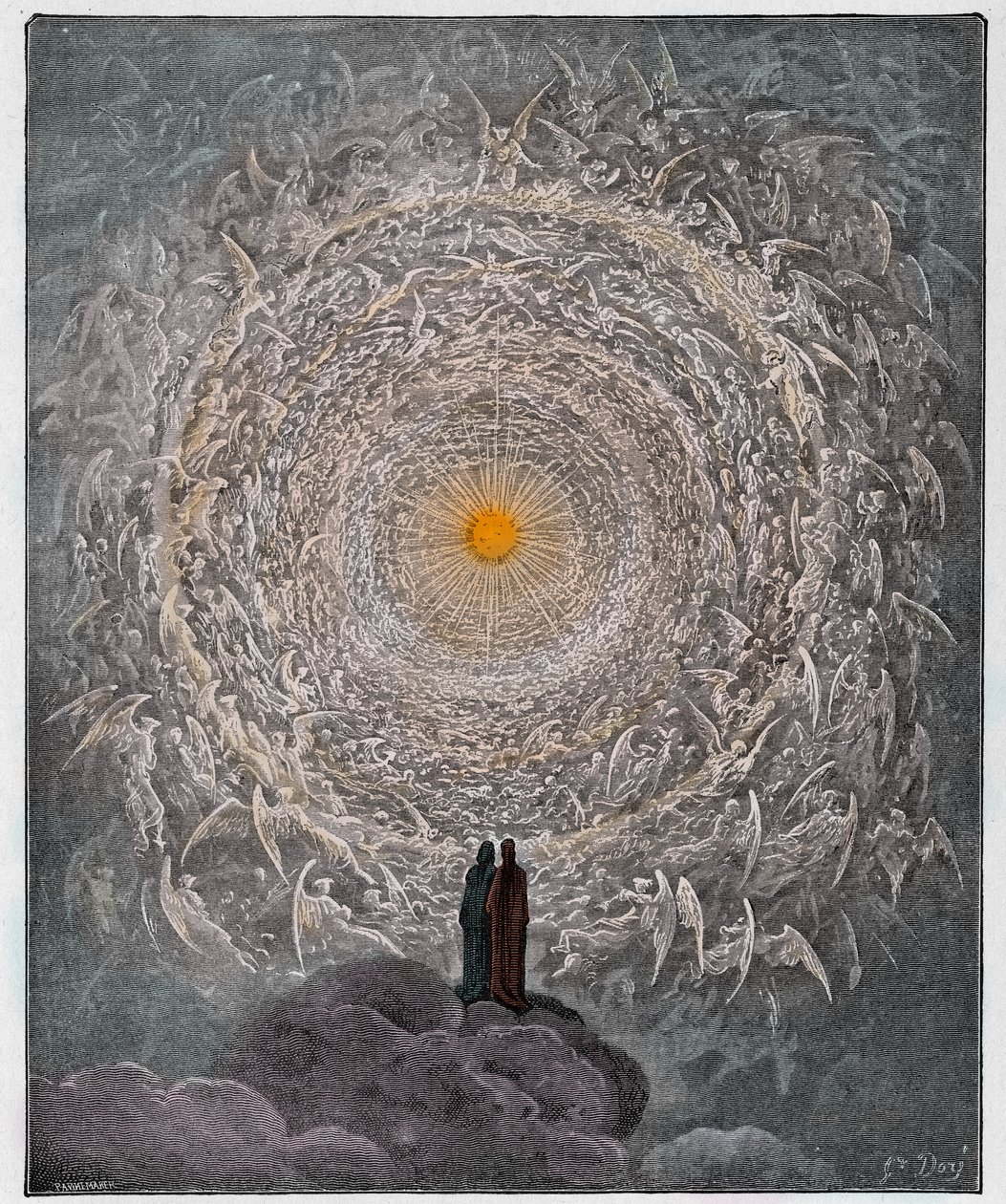 Paradiso, Canto 31: A multidão santa forma uma rosa no empyrean de Gustave Dore