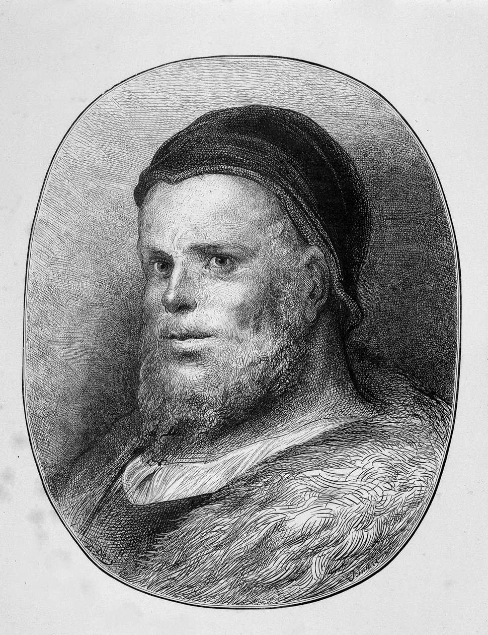 Retrato de Rabelais young - gravura, de Gustave Dore de Gustave Dore
