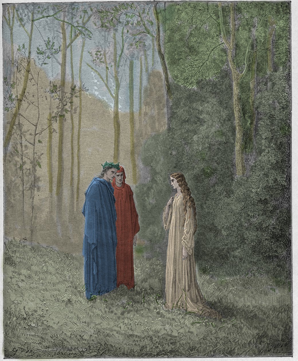 Purgatório, Canto 5: Dante fala com Pia de Tolomei de Gustave Dore