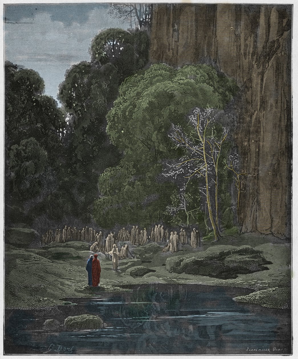 Purgatório, Canto 5: Os falecidos arrependidos cantando o Miserere, ilustração de "A Divina Comédia" de Dante Alighieri, 1885 de Gustave Dore