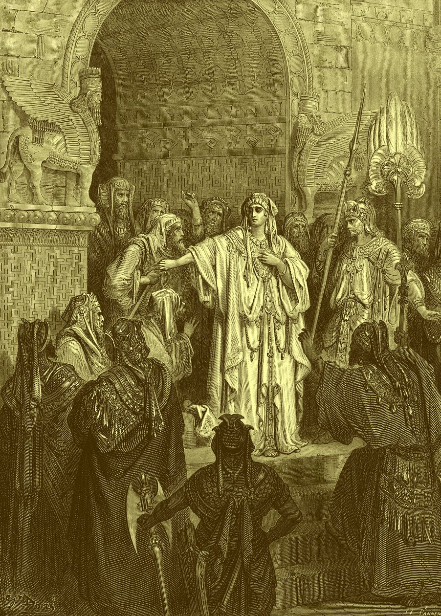 Rainha Vashti, gravura de Doré. - Bíblia de Gustave Dore