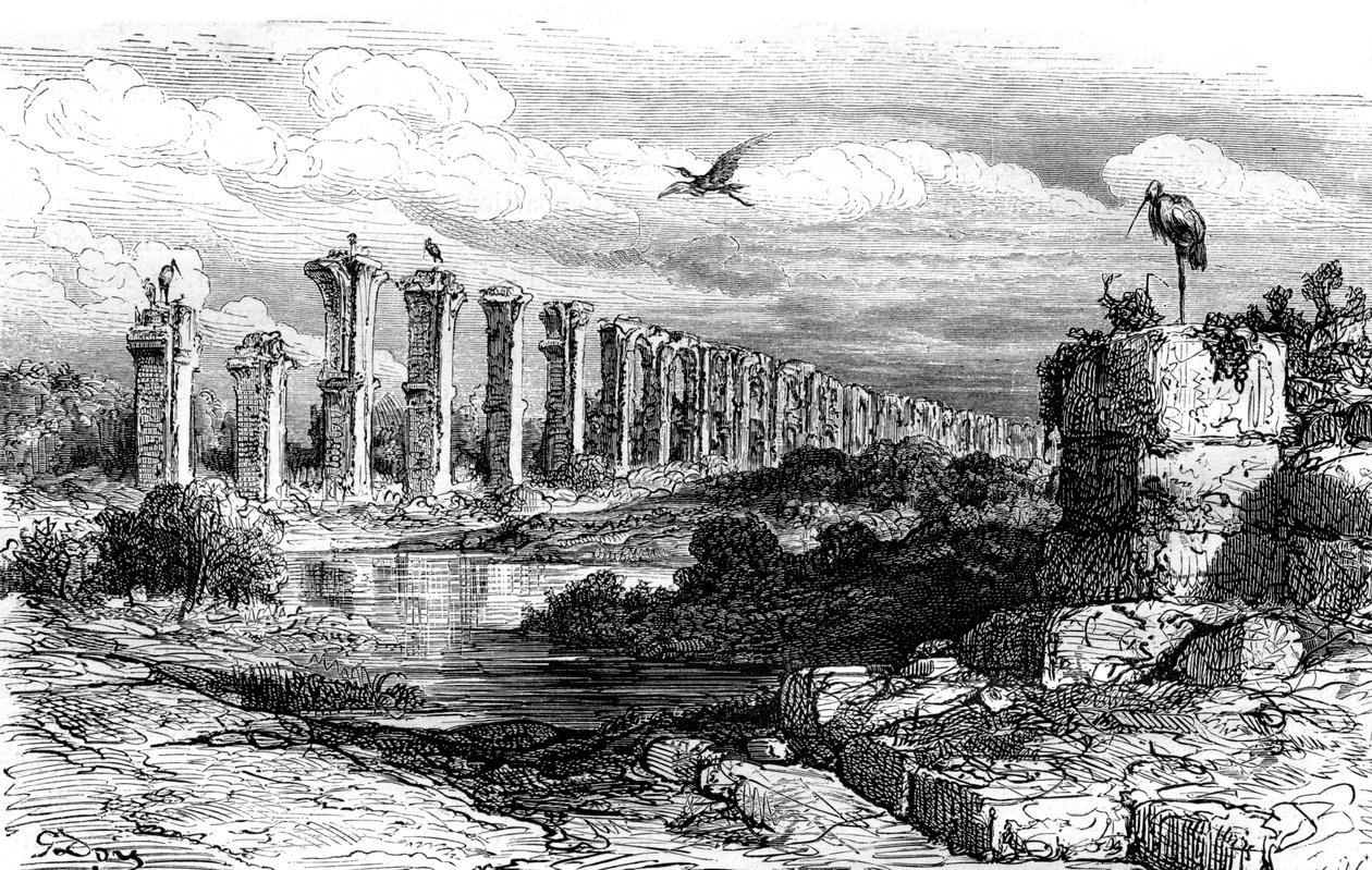 Aqueduto romano, Mérida, Espanha, século XIX de Gustave Dore