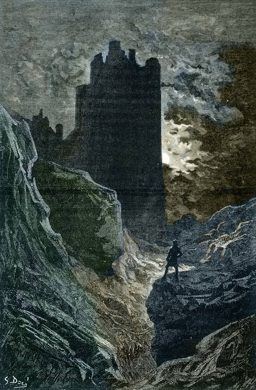 Romantismo: II Ilustração "O Castelo do Medo" de Gustave Dore (1832-1883) (O castelo do medo, romantismo, ilustração de Gustave Dore) Colecção privada de Gustave Dore
