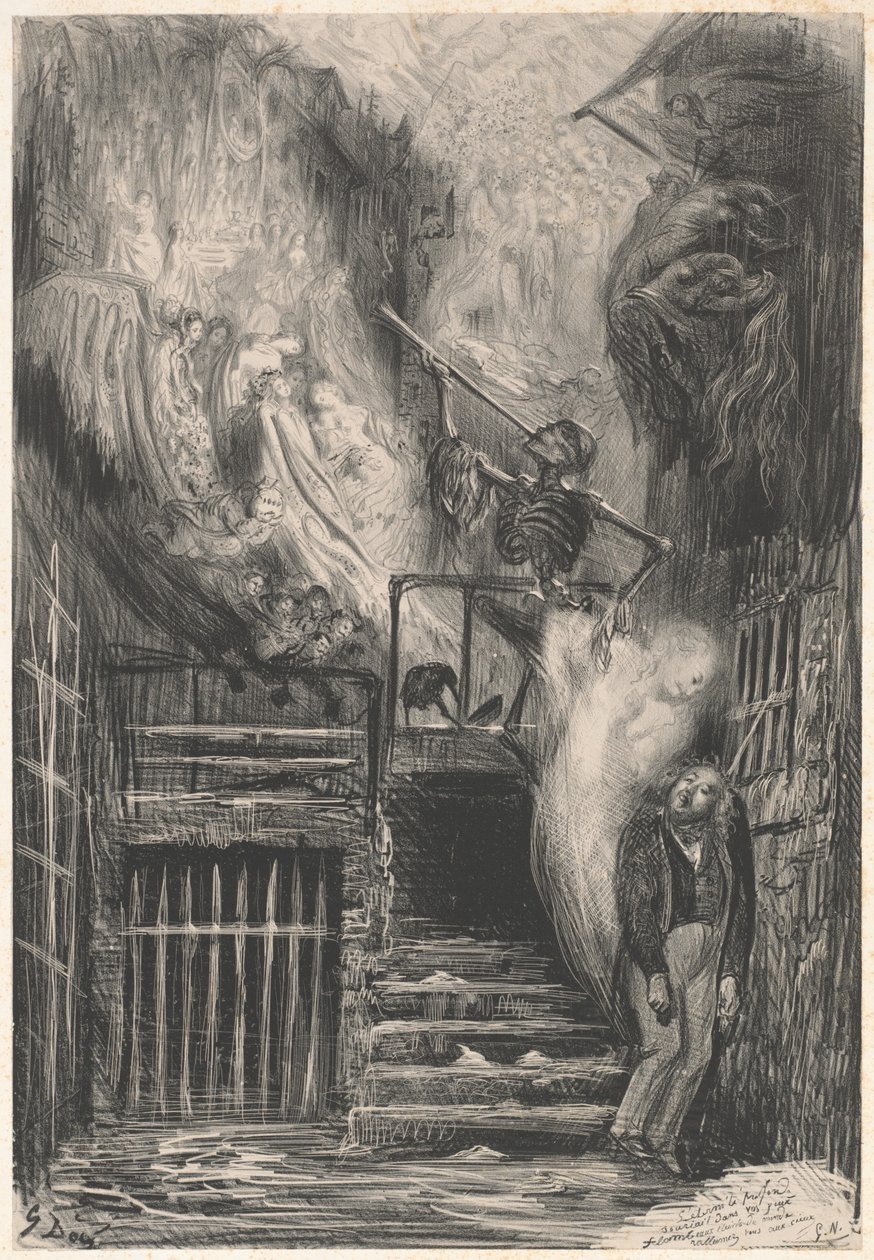 Rue de la Vieille Lanterne [O suicídio de Gérard de Nerval] de Gustave Dore