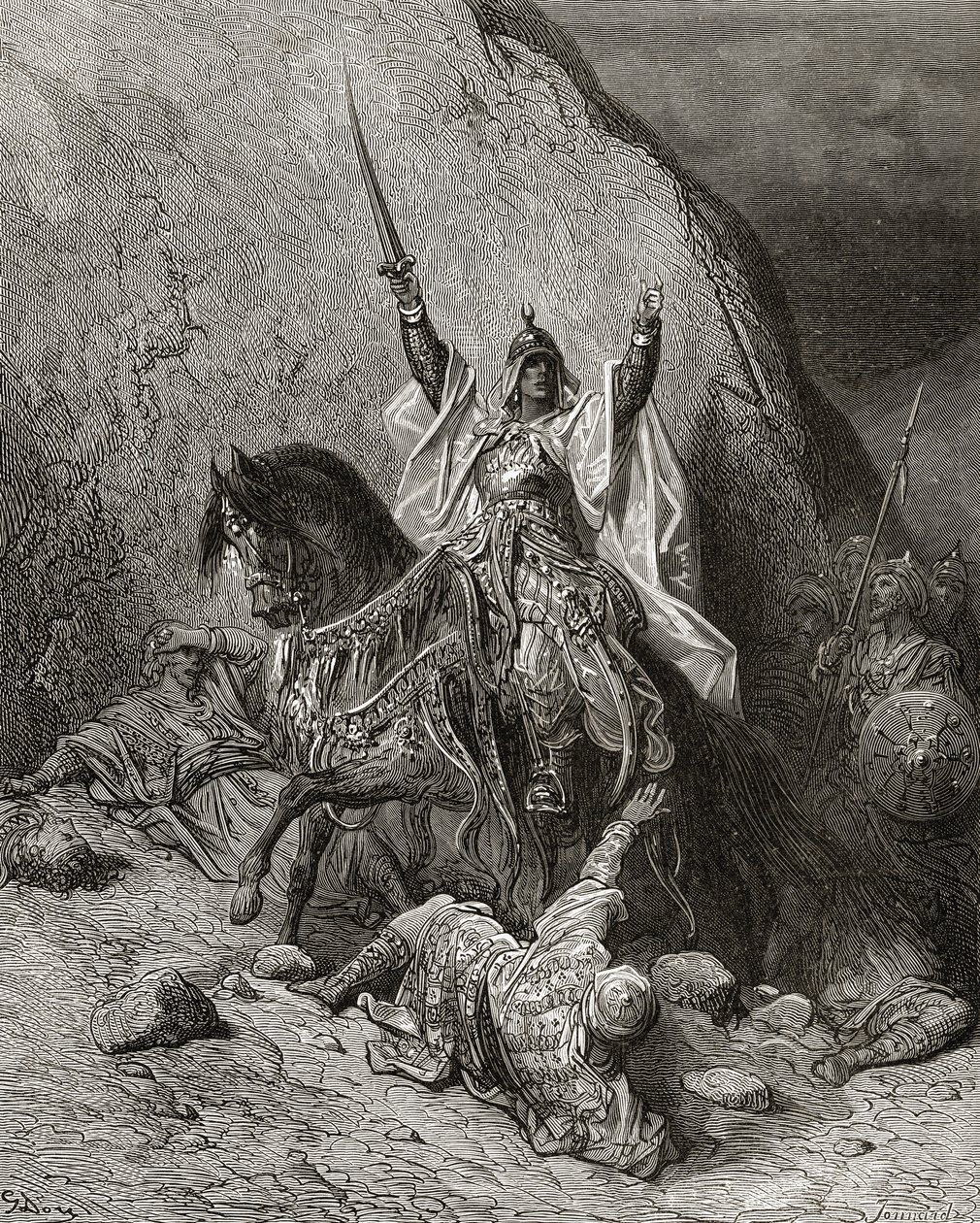 Saladin Yusuf (d.1173) Sultão durante a segunda cruzada, ilustração de "Bibliotheque des Croisades" por JF. Michaud, 1877 de Gustave Dore
