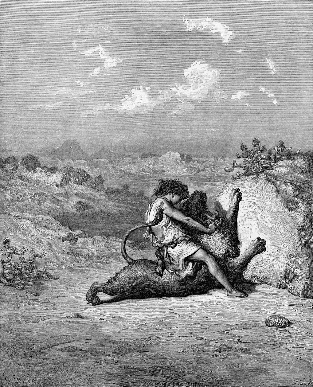 Sansão matando o leão de Gustave Dore
