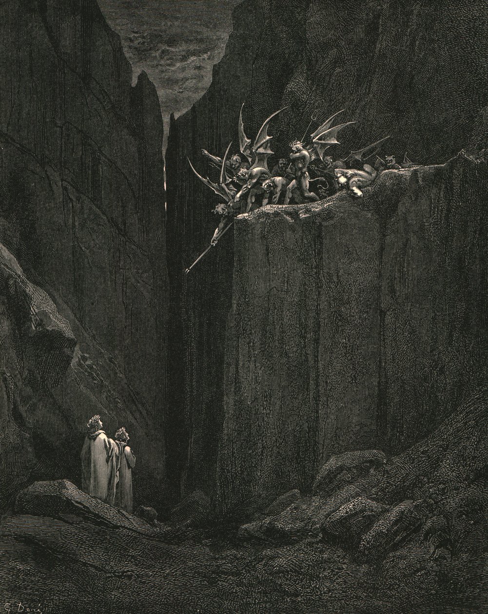 Mal seus pés alcançaram o mais baixo da cama, c1890. de Gustave Dore