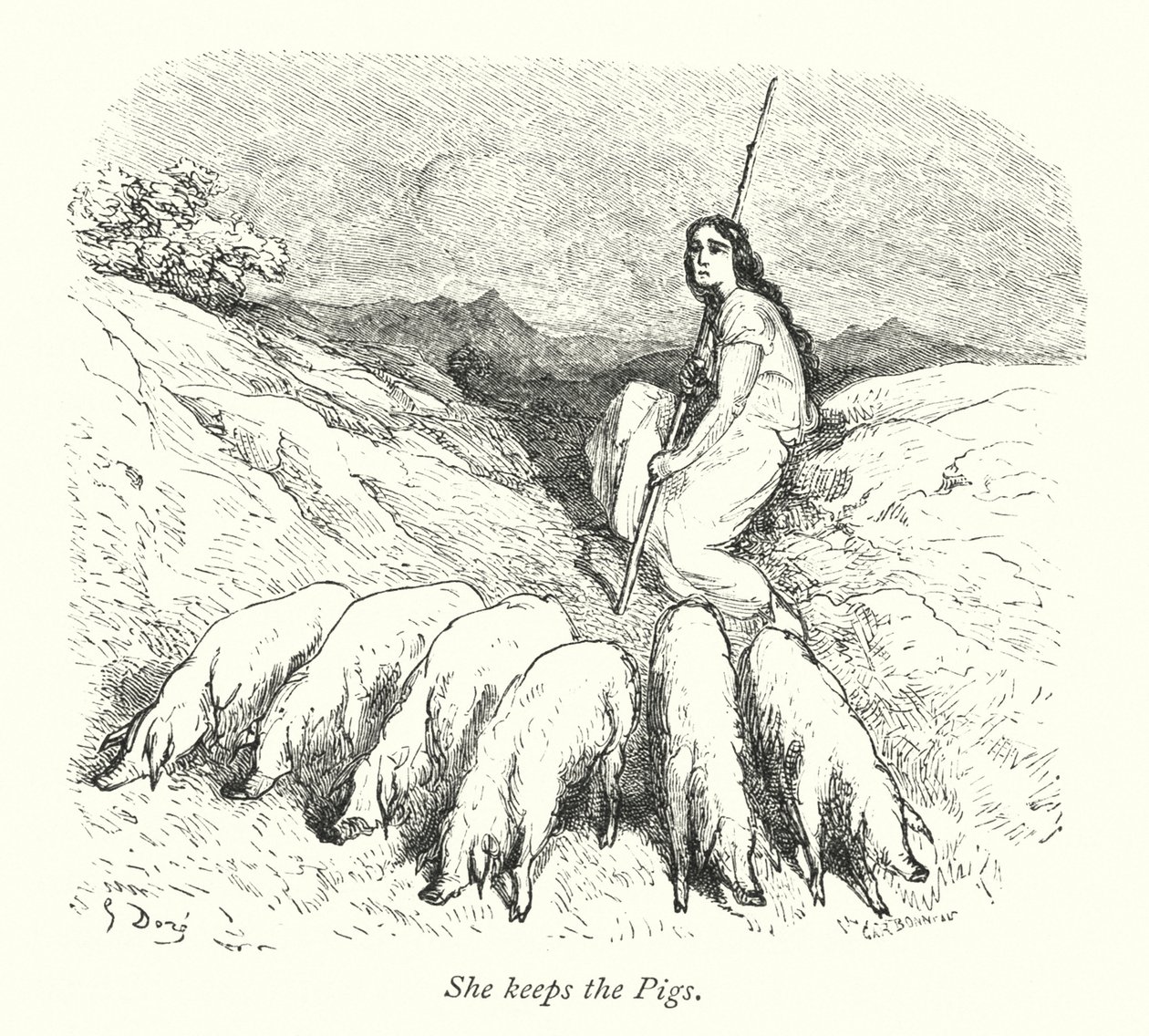 Ela guarda os porcos (gravura) de Gustave Dore