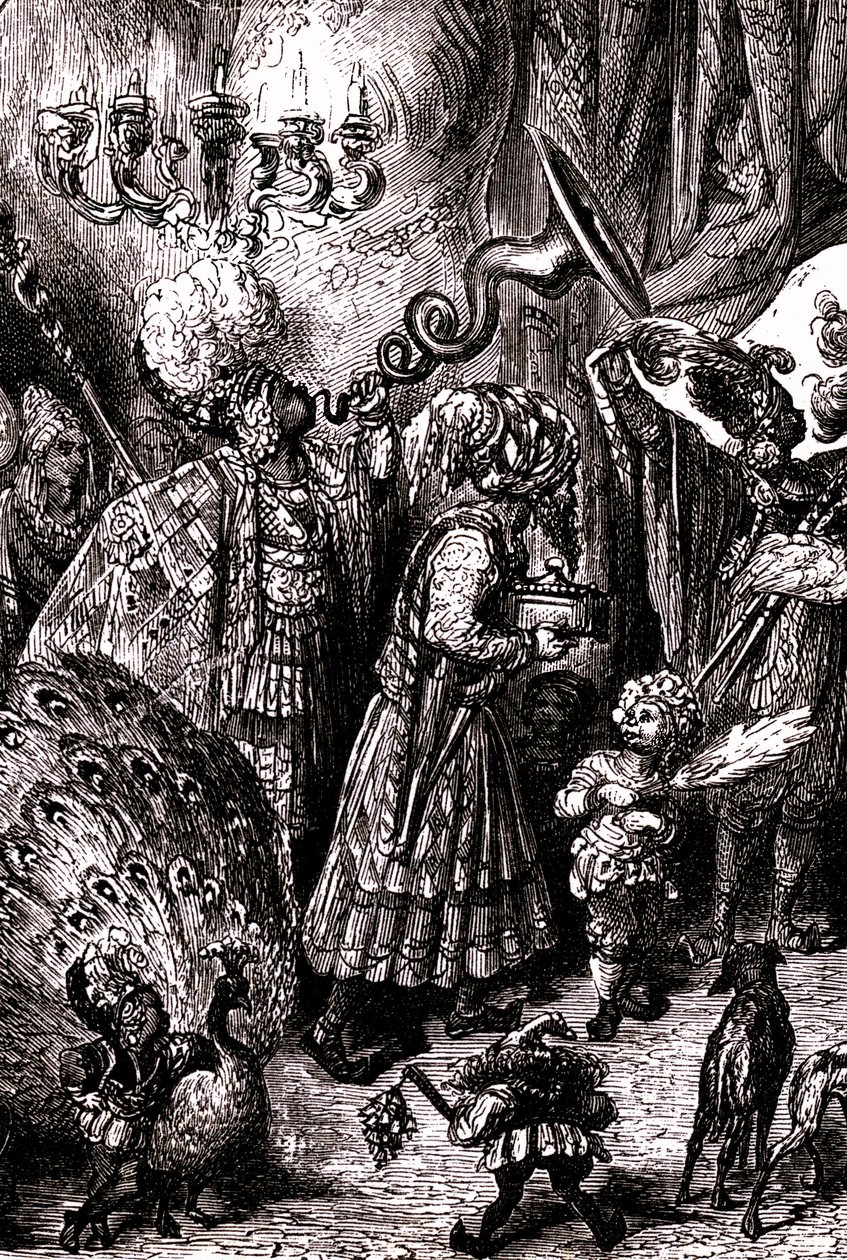 Sindbad, o marinheiro (Sinbad) - conto das mil e uma (1001) noites - ilustração de Gustave Dore (pormenor) - edição Maxwell 1865 - Sexta viagem: Para a corte do rei de Serendib de Gustave Dore