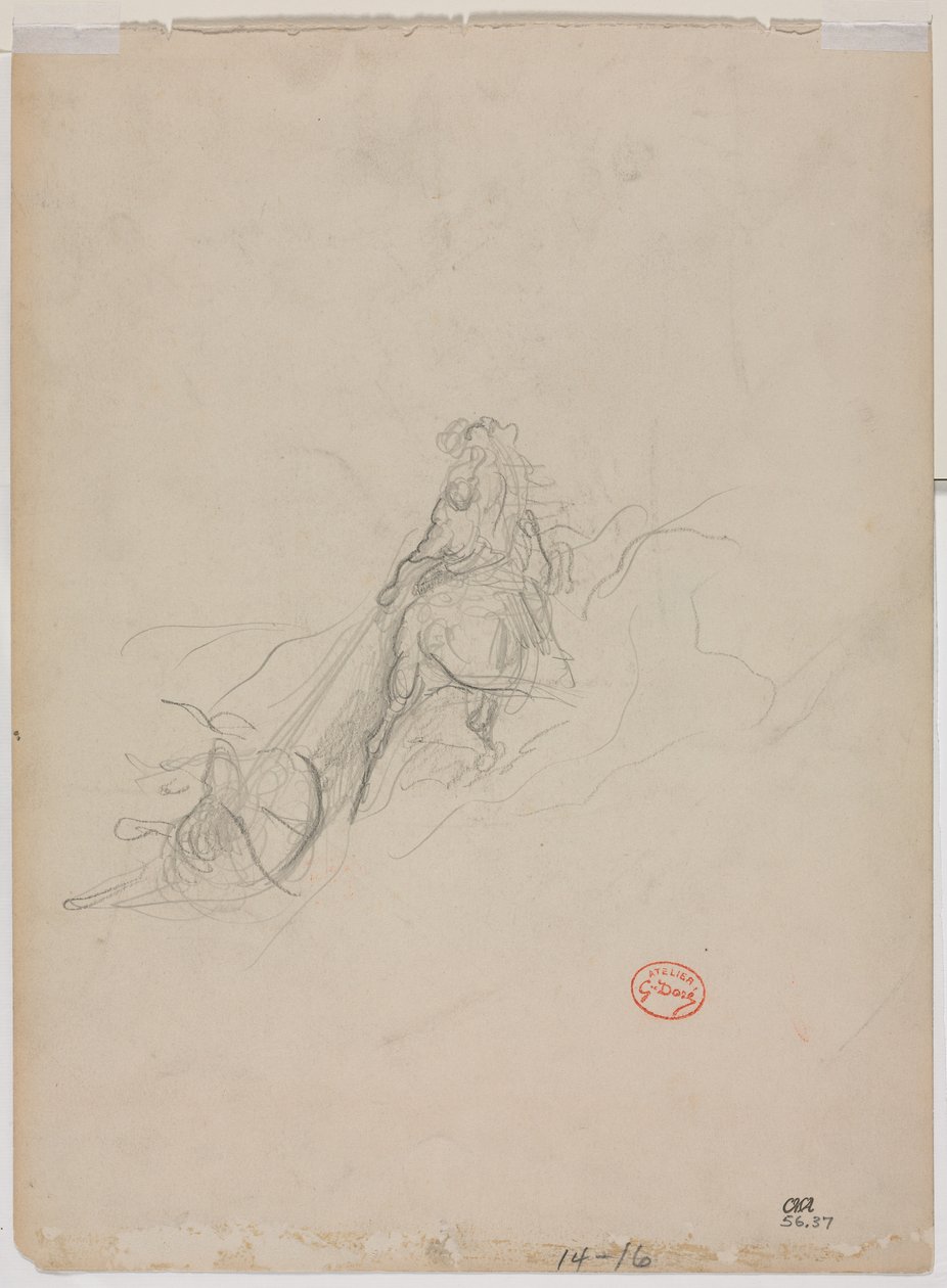 Esboço da cena de caça, c. 1868 de Gustave Dore