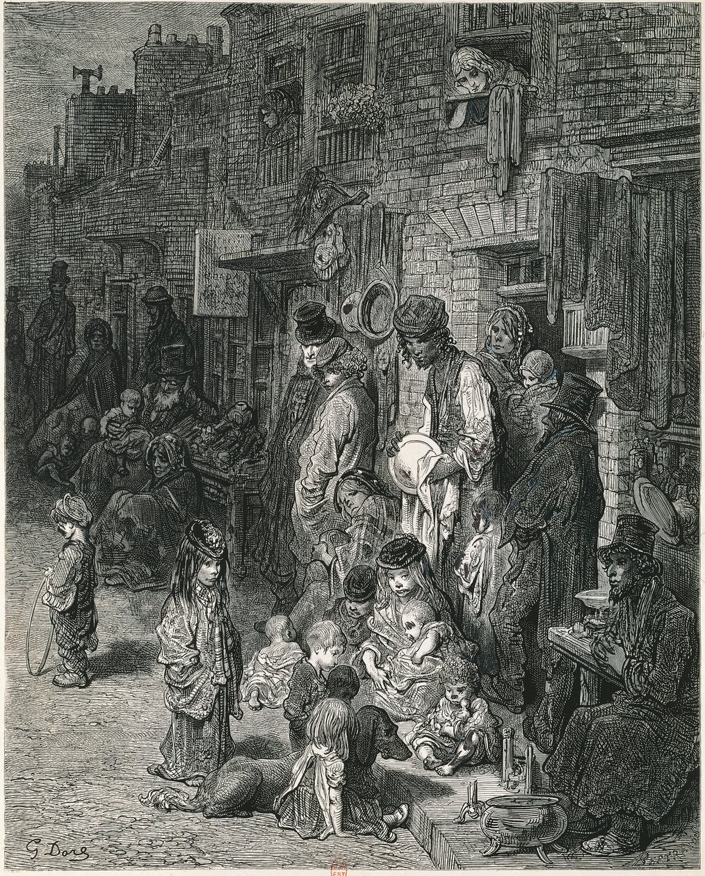 Favelas de Londres, de Gustav Dore, Engraving de Gustave Dore