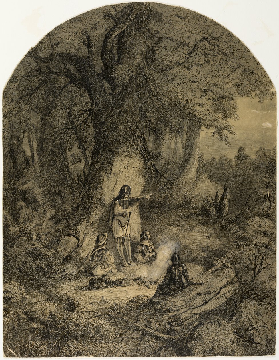 Soldados sob uma árvore de Gustave Dore