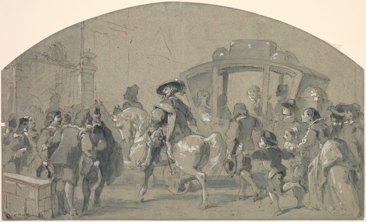 Cena de rua reto, Sketches verso, c. 1848-49. de Gustave Dore