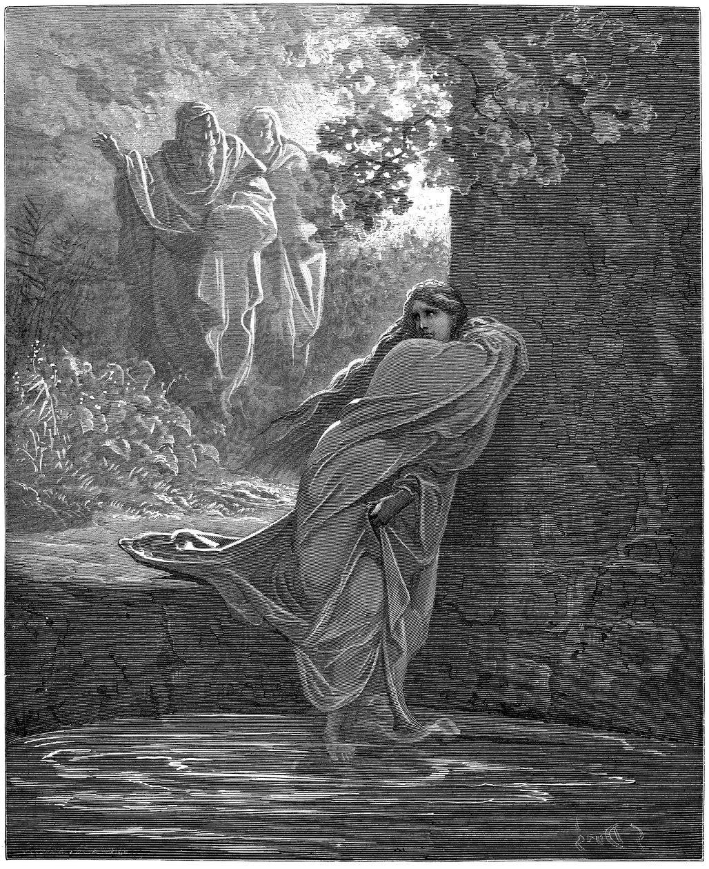 Suzanne no banho: ilustração de Gustave Dore (1832-1883) para A Bíblia de Gustave Dore