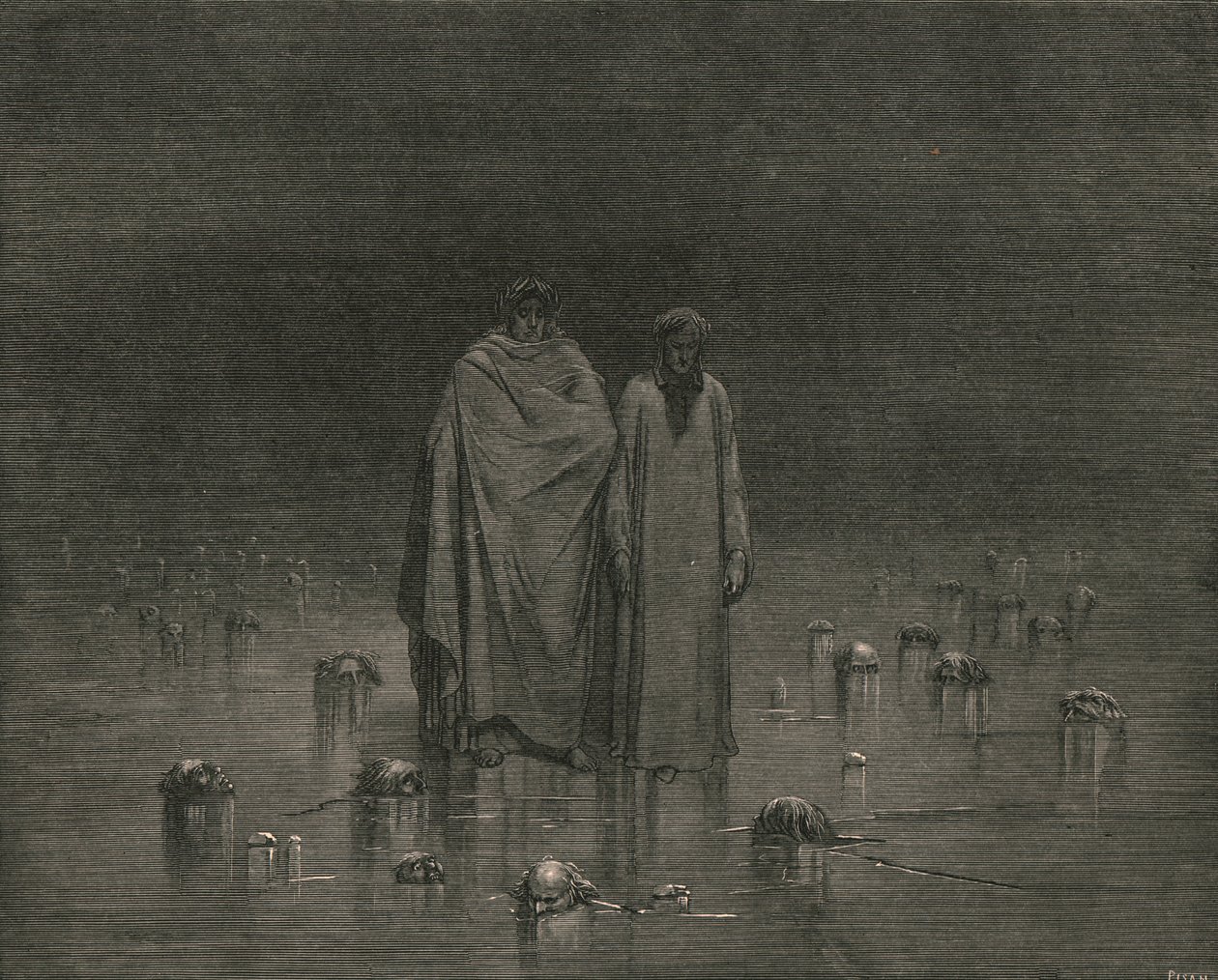 Tome cuidado, suas solas dos pés não pisam na cabeça de seus pobres irmãos, c1890. de Gustave Dore