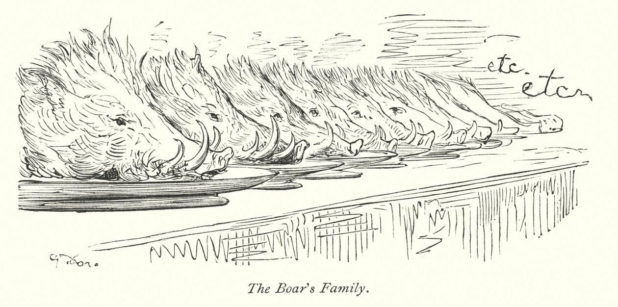 A família do javali (gravura) de Gustave Dore
