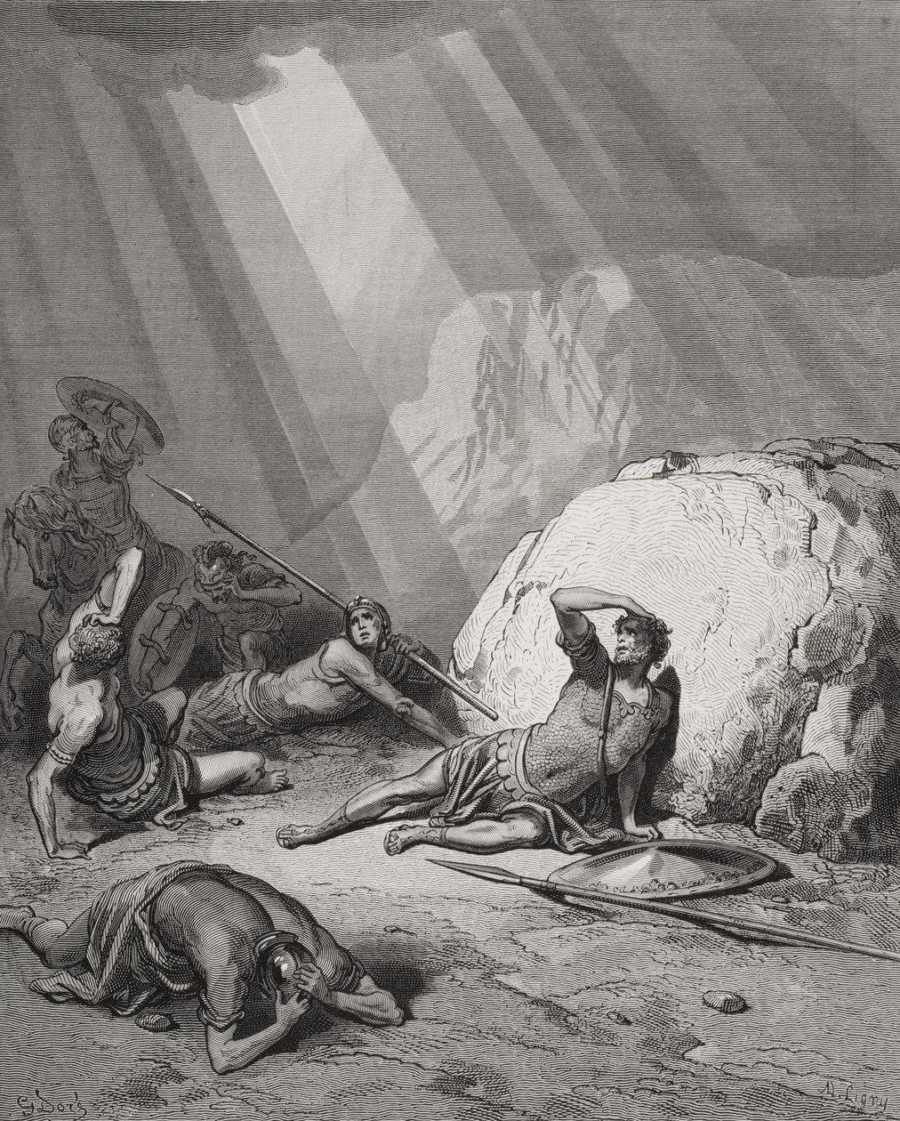A Conversão de São Paulo, Atos 9: 1-6, ilustração da "Bíblia Sagrada" de Dore, gravada por Ligny, 1866 (gravura) de Gustave Dore