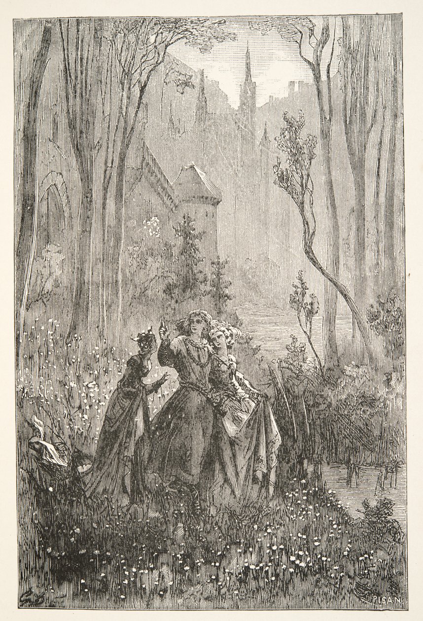A condessa da fonte e suas donzelas, de histórias dos dias do rei Arthur por Charles Henry Hanson, pub.1898 de Gustave Dore