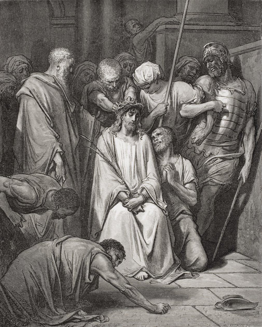 A coroa de espinhos, ilustração de "A Bíblia Sagrada" de Dore, gravada por Pannemaker, 1866 de Gustave Dore