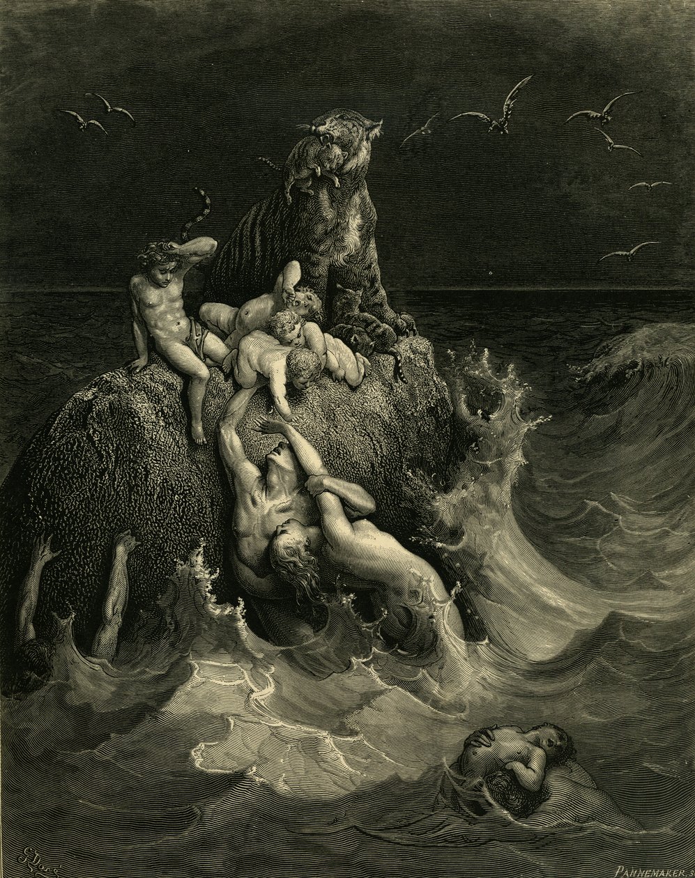 O frontispício do dilúvio para a edição ilustrada da Bíblia, 1866 de Gustave Dore