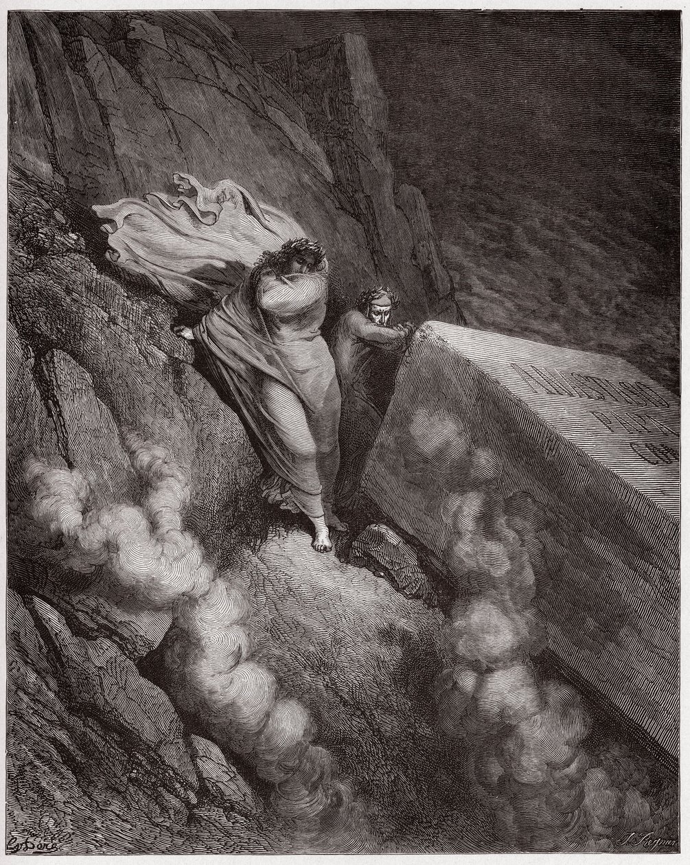 A Divina Comédia (La Divina Commedia, La Divina Comedie), Inferno, Canto 11: O túmulo ardente do Papa Anastasius II - por Dante Alighieri (1265-1321) - Ilustração de Gustave Dore (1832-1883) de Gustave Dore