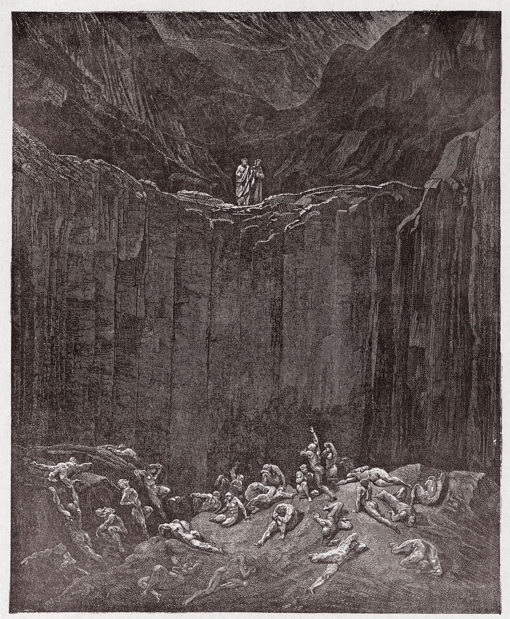 A Divina Comédia (La Divina Commedia, La Divina Comédia), Inferno, Canto 29: Os falsificadores atormentados no vale - por Dante Alighieri (1265-1321) - Ilustração de Gustave Dore (1832-1883) de Gustave Dore