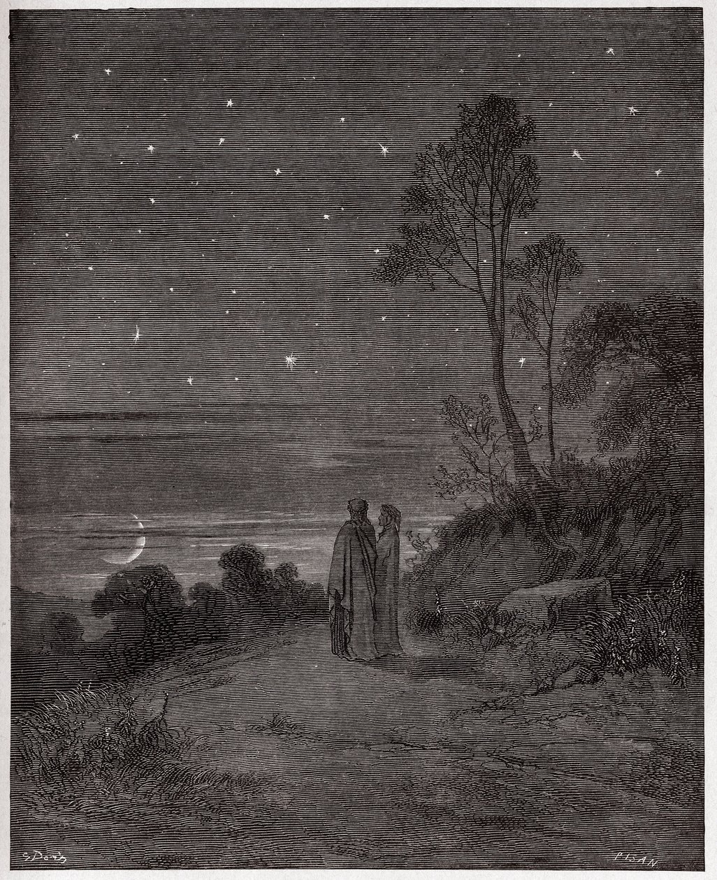 A Divina Comédia (La Divina Commedia, La Divina Comédia), Inferno, Canto 2: O céu escuro da primeira noite - por Dante Alighieri (1265-1321) - Ilustração de Gustave Dore (1832-1883) de Gustave Dore