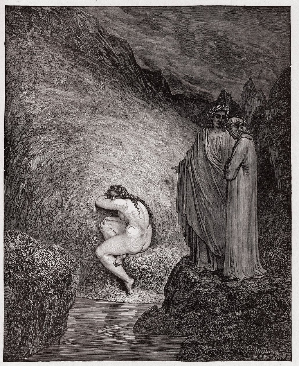 A Divina Comédia (La Divina Commedia, La Divina Comedie), Inferno, Canto 30: Myrrha, condenada por incesto - por Dante Alighieri (1265-1321) - Ilustração de Gustave Dore (1832-1883) de Gustave Dore