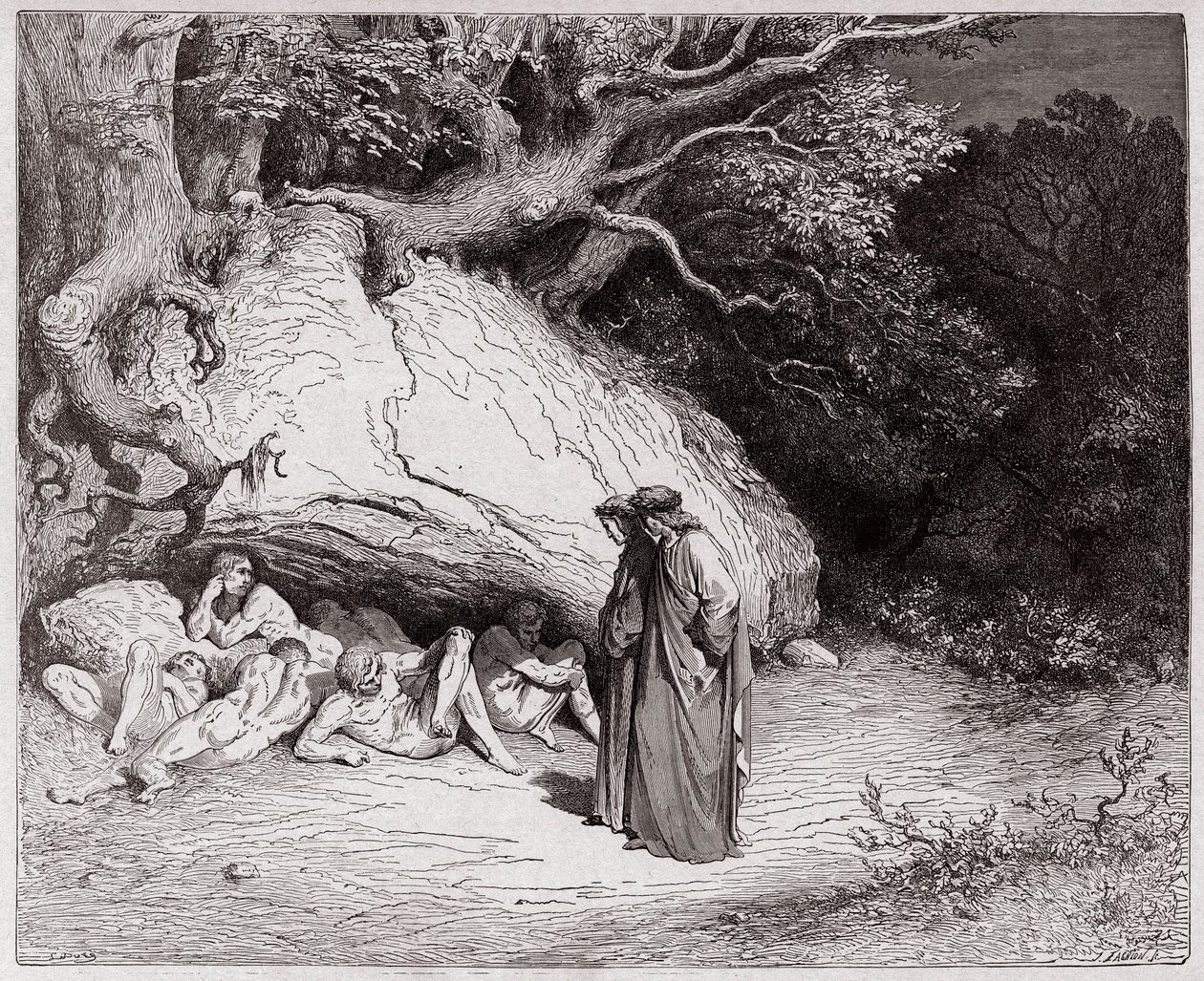 A Divina Comédia (La Divina Commedia, La Divina Comédia), Inferno, Canto 4: As almas inocentes no Limbo - por Dante Alighieri (1265-1321) - Ilustração de Gustave Dore (1832-1883) de Gustave Dore