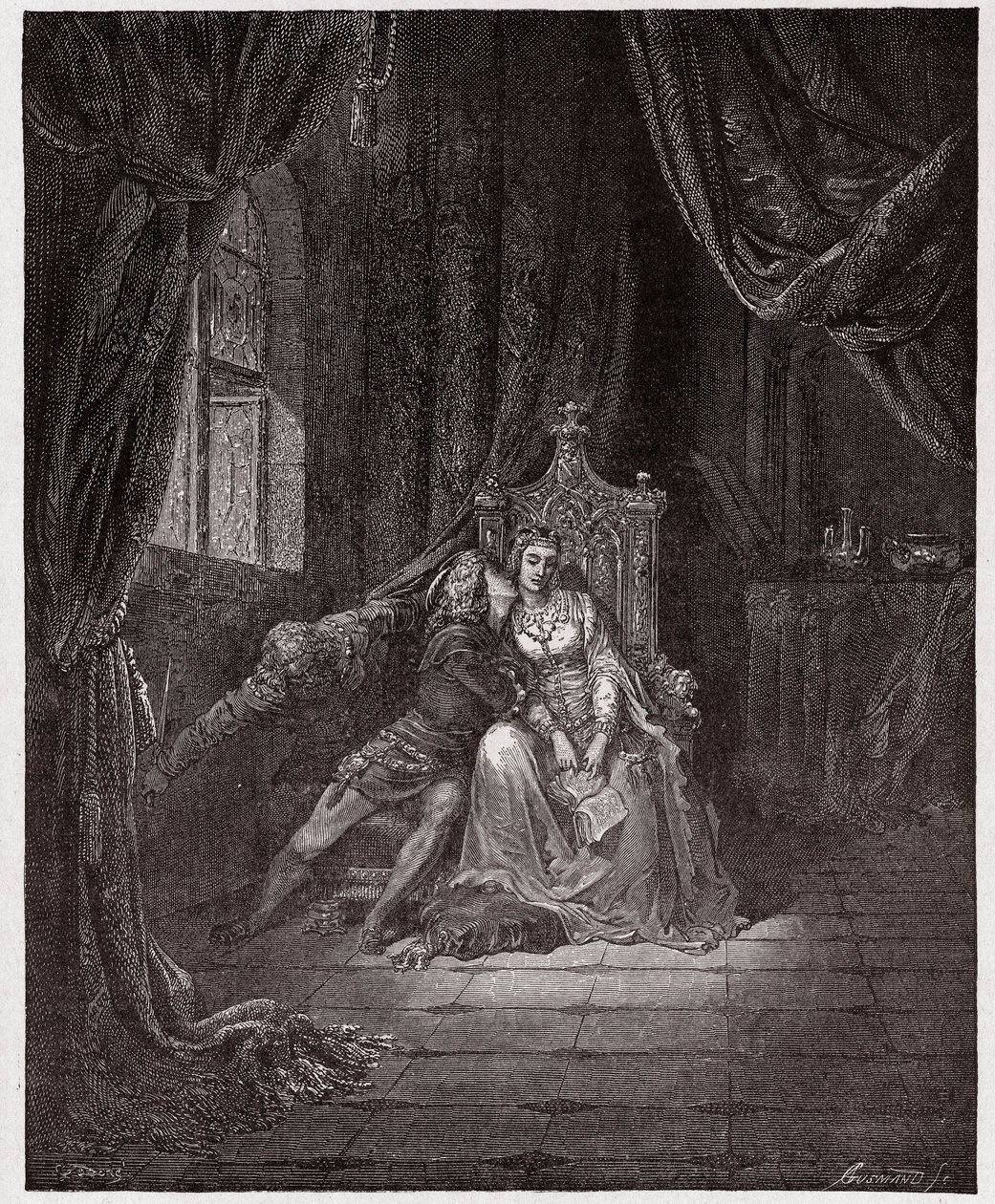 A Divina Comédia (La Divina Commedia, La Divina Comédia), Inferno, Canto 5: Paolo e Francesca - de Dante Alighieri (1265-1321) - Ilustração de Gustave Dore (1832-1883) de Gustave Dore