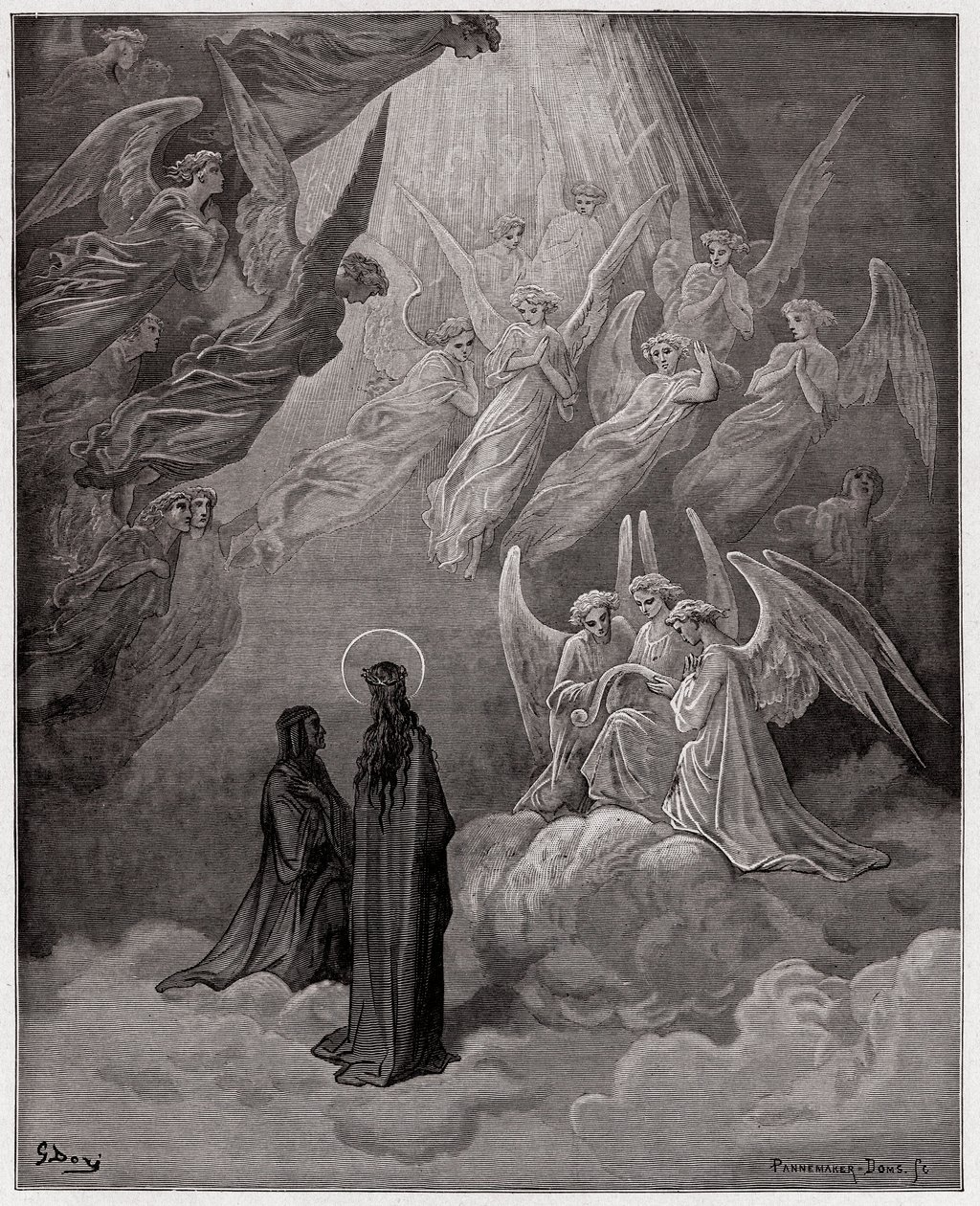 A Divina Comédia (La Divina Commedia, La Divina Comédia), Paradiso, Canto 20: As almas luminosas cantam - de Dante Alighieri (1265-1321) - Ilustração de Gustave Dore (1832-1883) de Gustave Dore