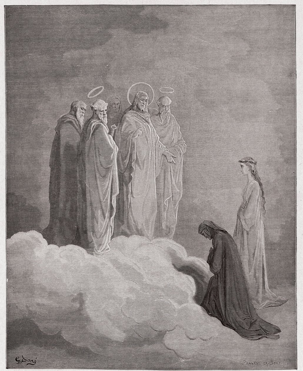 A Divina Comédia (La Divina Commedia, La Divina Comediante), Paradiso, Canto 26: São João examina Dante sobre o amor - por Dante Alighieri (1265-1321) - Ilustração de Gustave Dore (1832-1883) de Gustave Dore