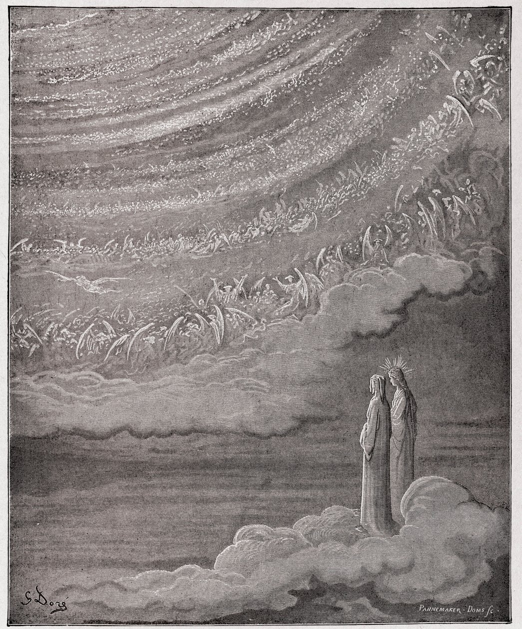 A Divina Comédia (La Divina Commedia, La Divina Comédia), Paradiso, Canto 28: A cintilante hóstia do céu - por Dante Alighieri (1265-1321) - Ilustração de Gustave Dore (1832-1883) de Gustave Dore
