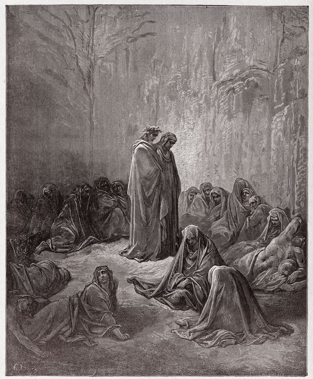 A Divina Comédia (La Divina Commedia, La Divina Comédia), Purgatorio, Canto 13: As almas dos invejosos - por Dante Alighieri (1265-1321) - Ilustração de Gustave Dore (1832-1883) de Gustave Dore